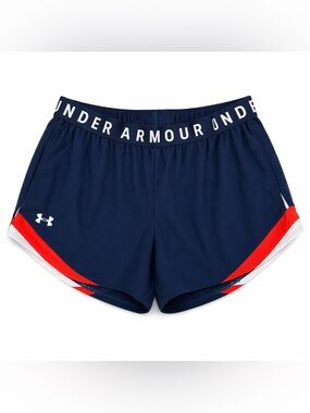 Under Armour Women's Navy Blue Athletic Shorts with Red Accent